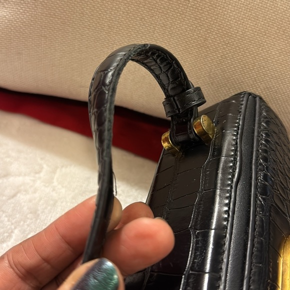 Louis and Daisy Black Crocodile Embossed Handbag Crossbody Bag